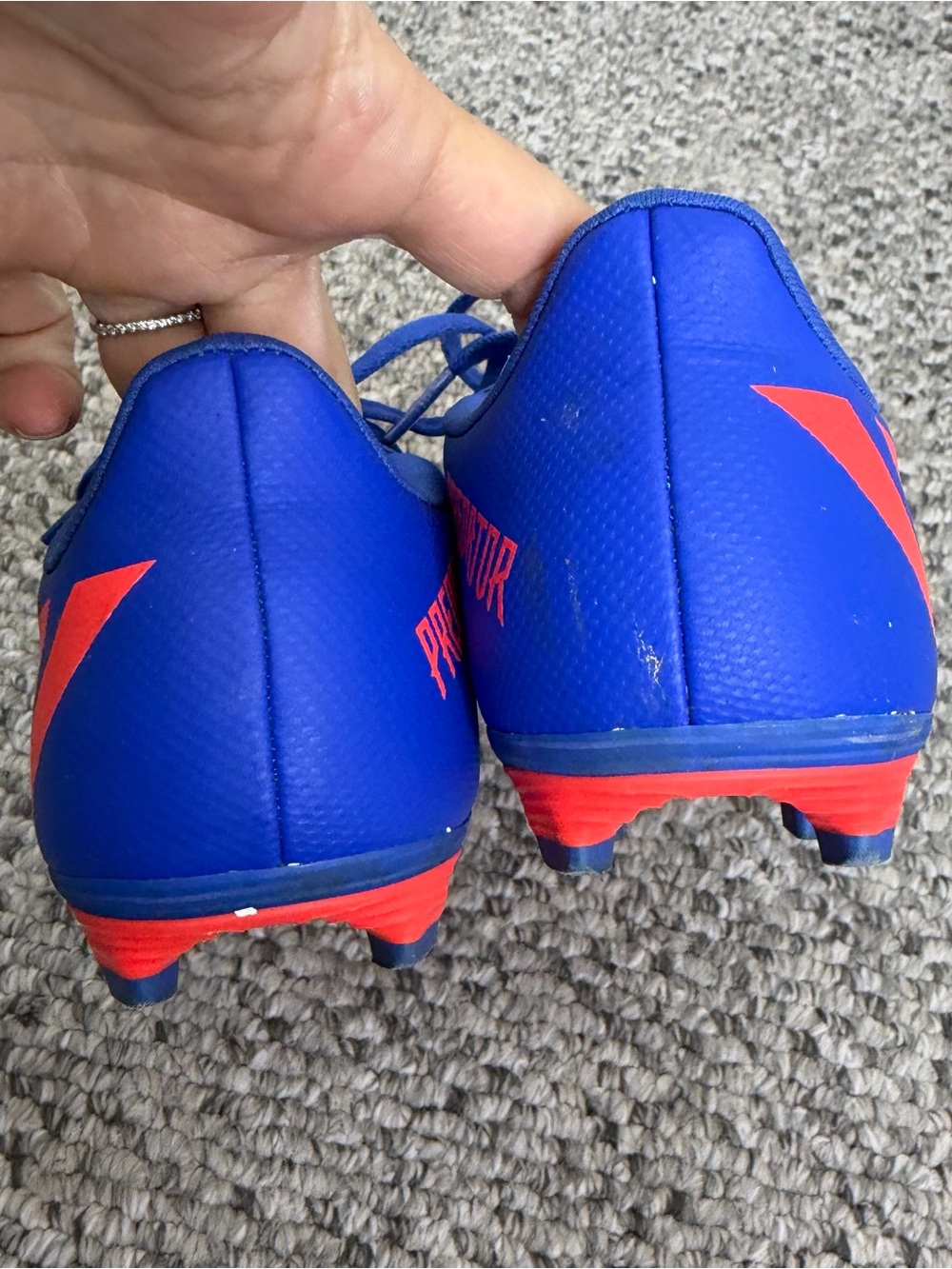 Adidas Predator blue orange lace up kids junior soccer cleats 3 - Picture 4 of 11